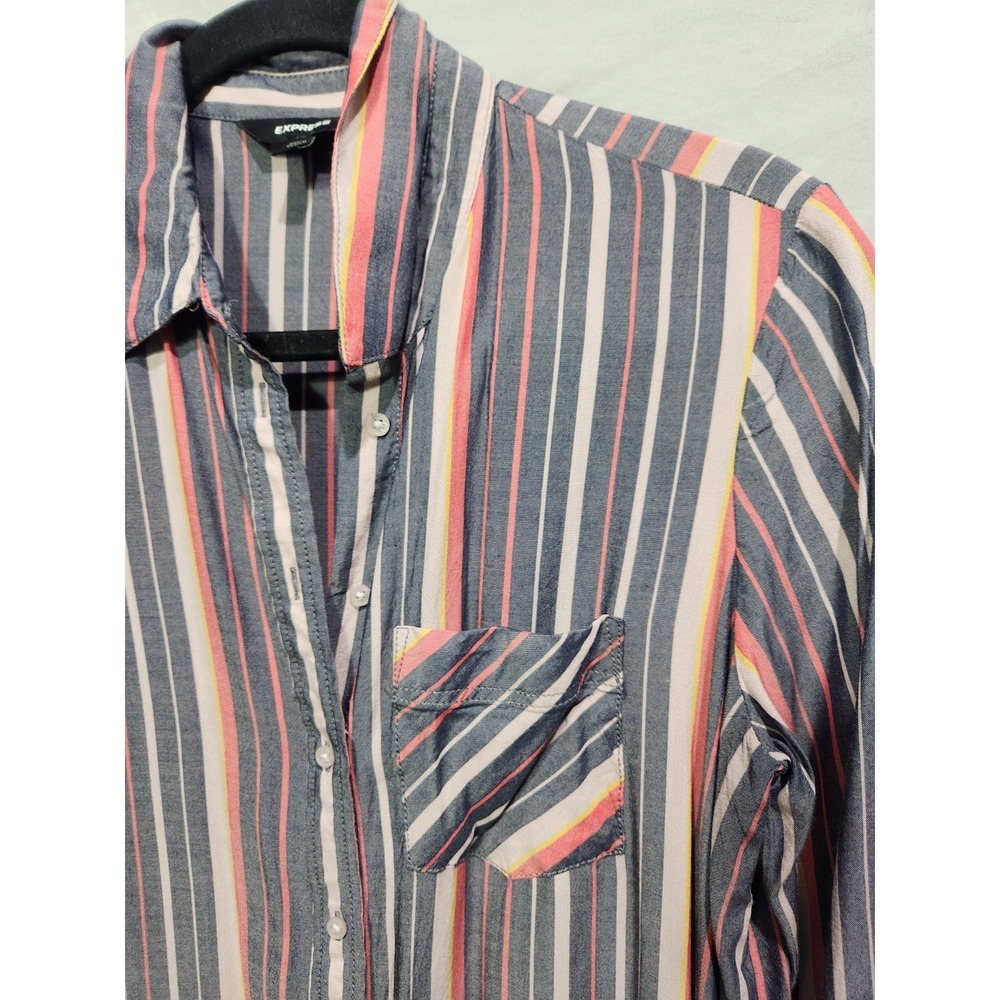 Express Lightweight Striped Button Down Shirt Dre… - image 3